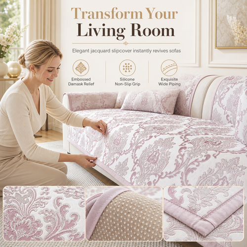 🛋️✨ European Jacquard Sofa Protector – Non-Slip All-Season Couch Cover for an Instant Living Room Refresh