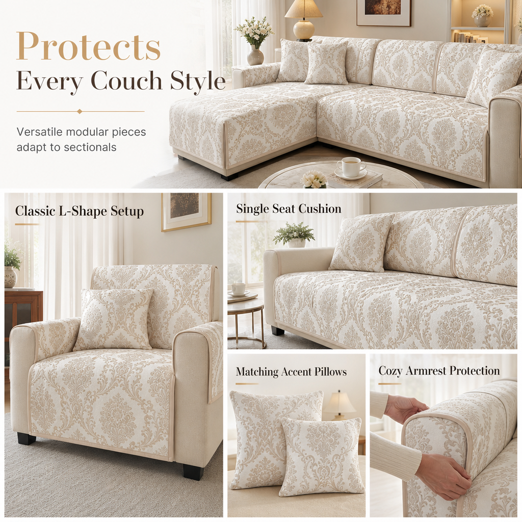 🛋️✨ European Jacquard Sofa Protector – Non-Slip All-Season Couch Cover for an Instant Living Room Refresh