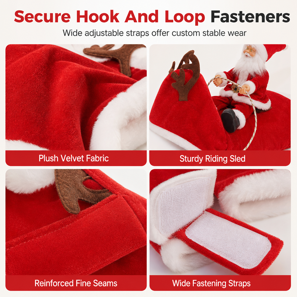 🎅🐶 Santa’s Little Christmas Ride Dog Costume – Funny Adjustable Holiday Outfit for Festive Photos & Parties