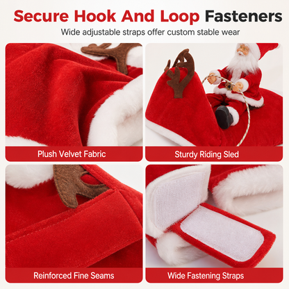🎅🐶 Santa’s Little Christmas Ride Dog Costume – Funny Adjustable Holiday Outfit for Festive Photos & Parties