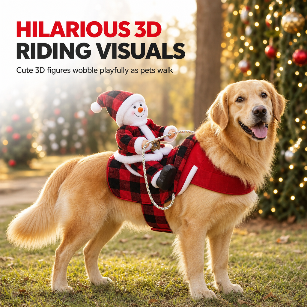 🎅🐶 Santa’s Little Christmas Ride Dog Costume – Funny Adjustable Holiday Outfit for Festive Photos & Parties