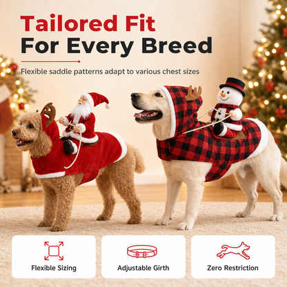 🎅🐶 Santa’s Little Christmas Ride Dog Costume – Funny Adjustable Holiday Outfit for Festive Photos & Parties