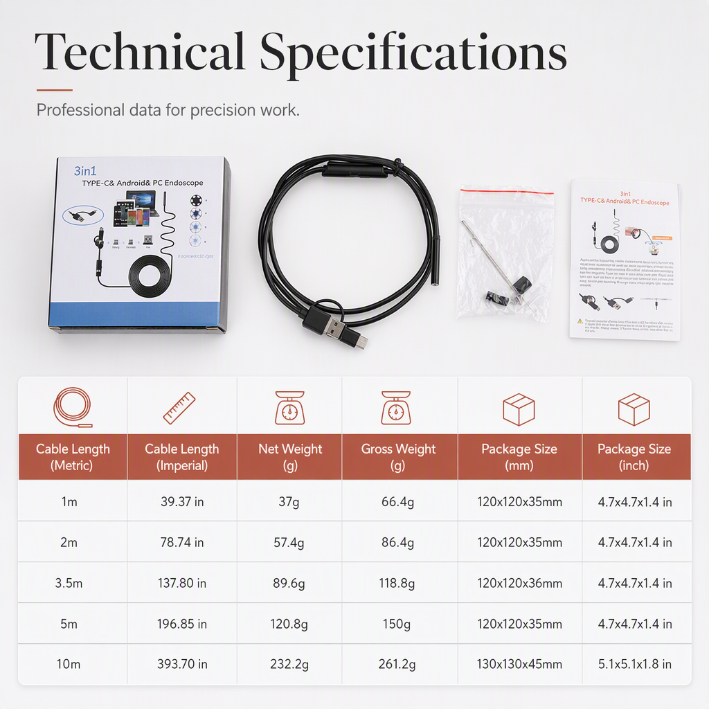 Wireless HD Endoscope WiFi Inspection Borescope for Android and iOS Phones Industrial Pipeline and Automotive Engine Inspection