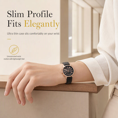 ⌚✨ Timeless Elegance Women’s Quartz Watch – Three-Eye Dial with Classic Leather Strap