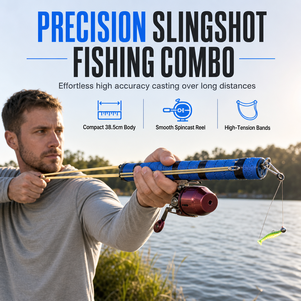 🎣🚀 LongCast Pro™ Bait Launcher Fishing Set – Precision Slingshot Casting Rod with Spinning Reel