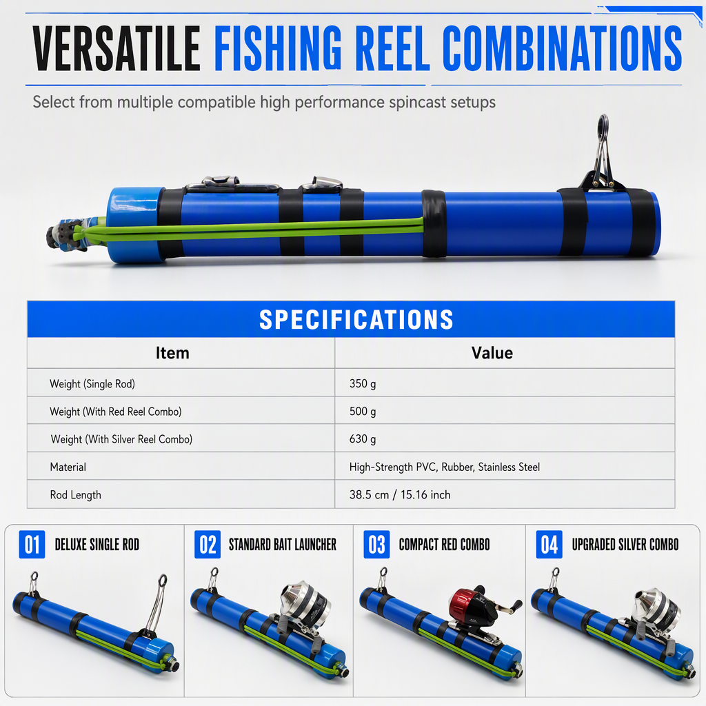 🎣🚀 LongCast Pro™ Bait Launcher Fishing Set – Precision Slingshot Casting Rod with Spinning Reel