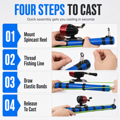 🎣🚀 LongCast Pro™ Bait Launcher Fishing Set – Precision Slingshot Casting Rod with Spinning Reel