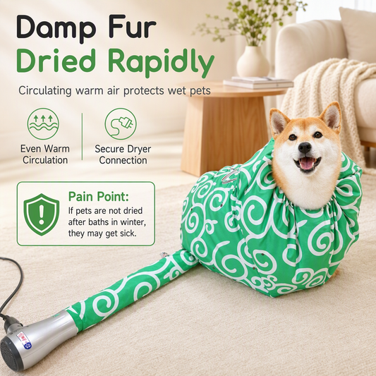 🐶💨 360° Warm-Air Pet Drying Suit – Hands-Free Post-Bath Drying for Dogs & Cats