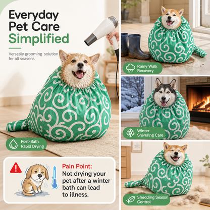 🐶💨 360° Warm-Air Pet Drying Suit – Hands-Free Post-Bath Drying for Dogs & Cats