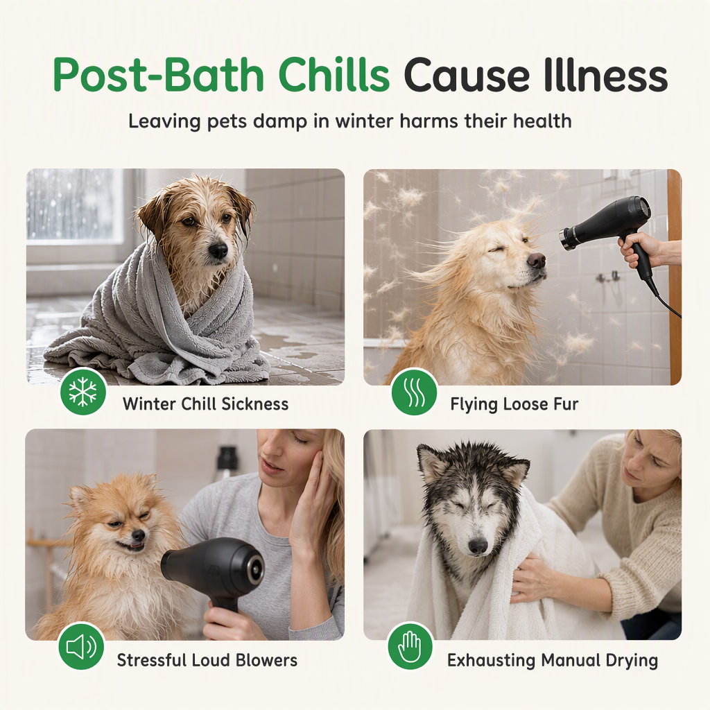 🐶💨 360° Warm-Air Pet Drying Suit – Hands-Free Post-Bath Drying for Dogs & Cats