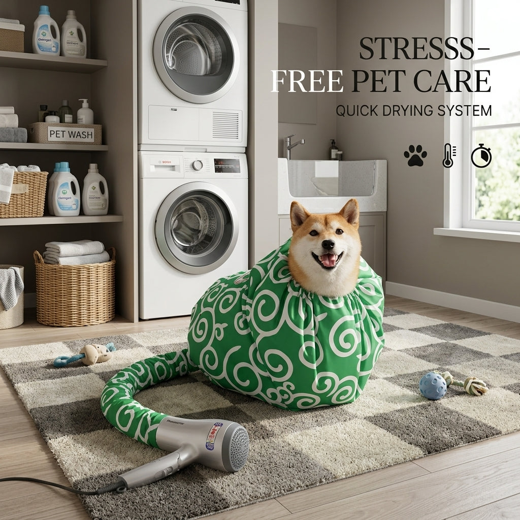 🐶💨 360° Warm-Air Pet Drying Suit – Hands-Free Post-Bath Drying for Dogs & Cats