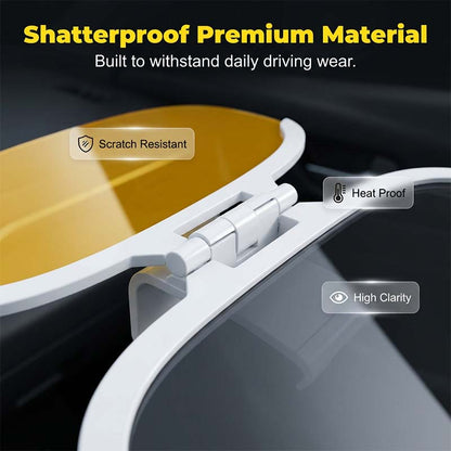 ClearView 2-in-1 Day & Night Anti-Glare Car Visor – 360° Adjustable Dual-Lens Sun Shield, Easy Clip-On Driving Accessory