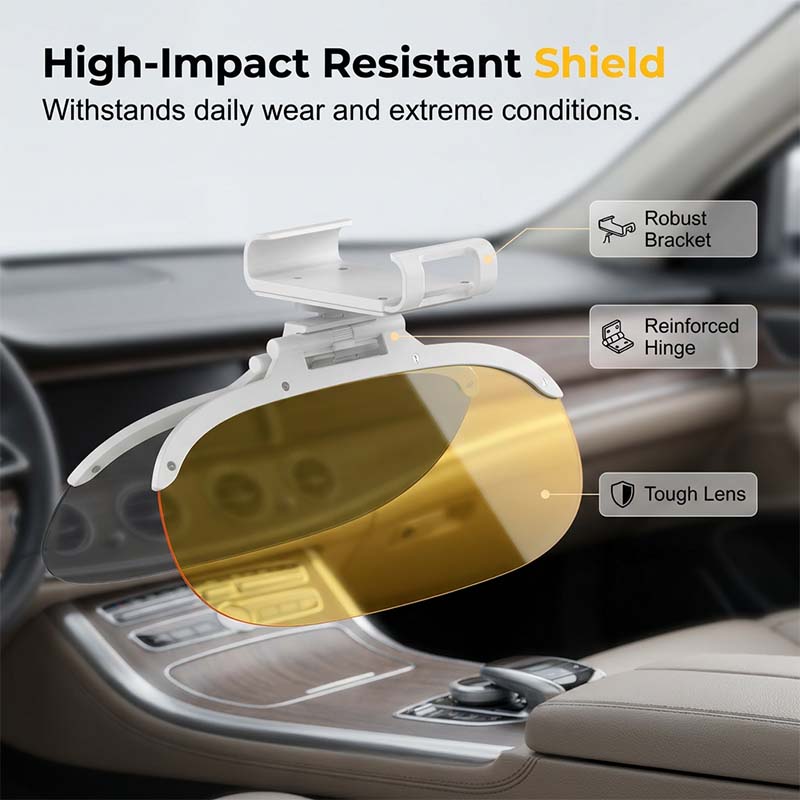 ClearView 2-in-1 Day & Night Anti-Glare Car Visor – 360° Adjustable Dual-Lens Sun Shield, Easy Clip-On Driving Accessory