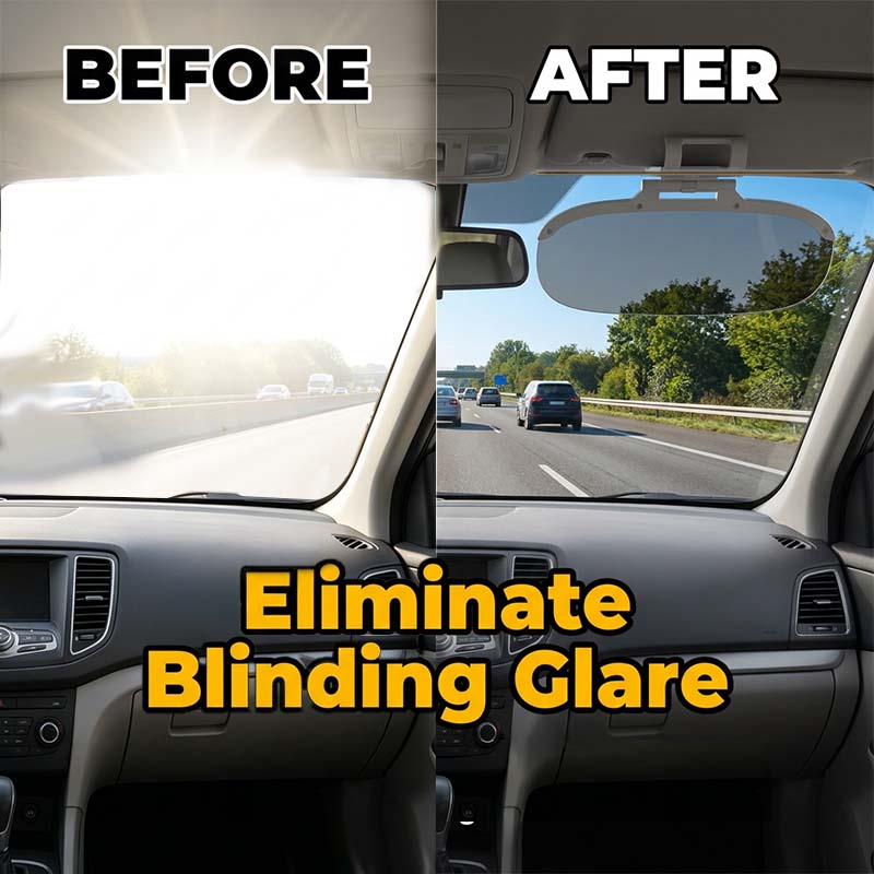 ClearView 2-in-1 Day & Night Anti-Glare Car Visor – 360° Adjustable Dual-Lens Sun Shield, Easy Clip-On Driving Accessory
