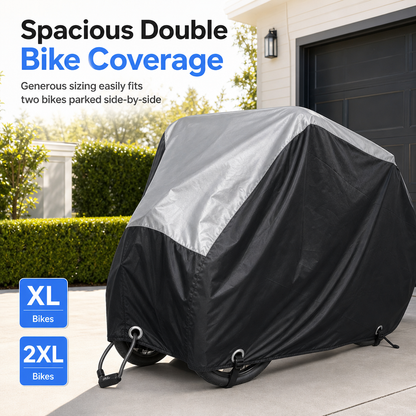 All-Weather Waterproof Bicycle Cover – Heavy-Duty Windproof Outdoor Bike Protection, Single & Double Bike Sizes