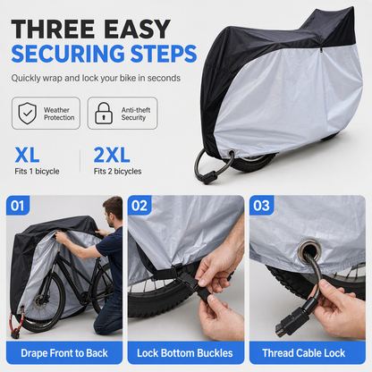 All-Weather Waterproof Bicycle Cover – Heavy-Duty Windproof Outdoor Bike Protection, Single & Double Bike Sizes
