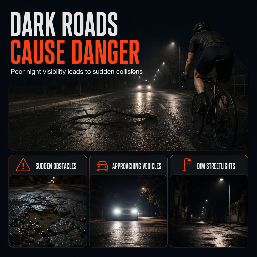 RideBright LED Bike Safety Lights – High-Visibility White Headlight & Red Warning Taillight, Easy-Mount Night Cycling Accessories