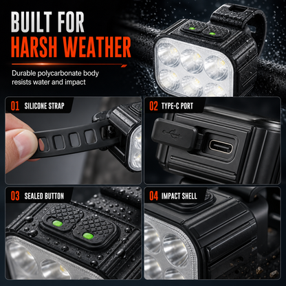 RideBright LED Bike Safety Lights – High-Visibility White Headlight & Red Warning Taillight, Easy-Mount Night Cycling Accessories