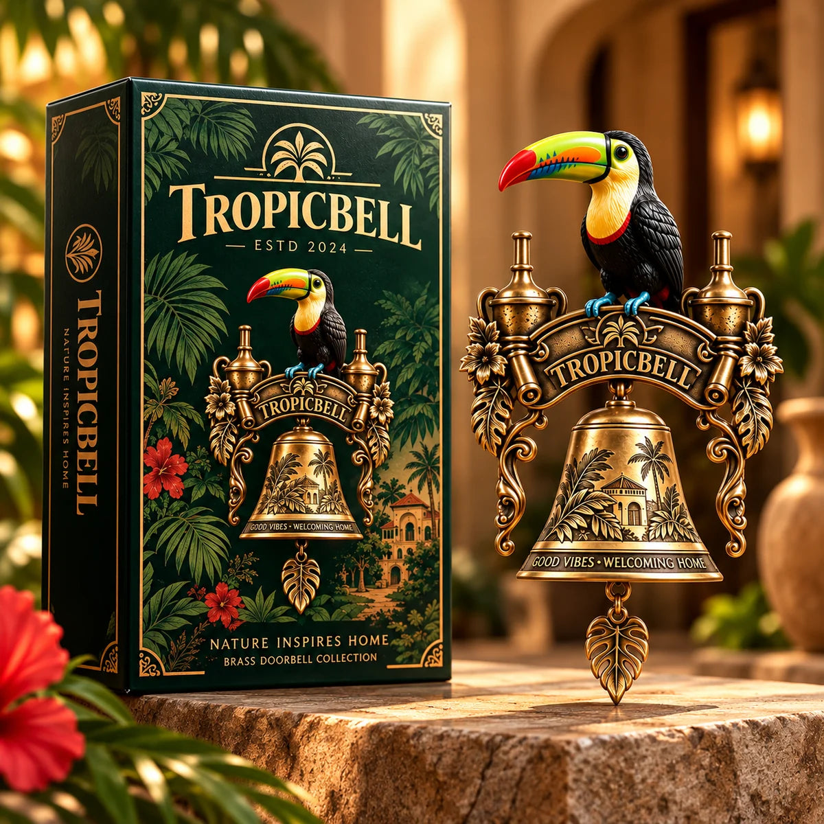 Tropicbell and green tropical illustrated box