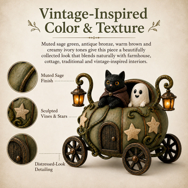 Feature image showing the vintage-inspired color and texture of the pumpkin carriage
